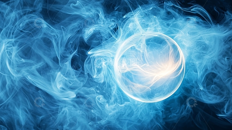 高清大图下载【趣麦麦图】蓝色烟雾中的光圈