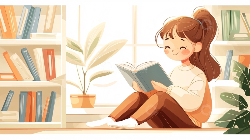 高清大图下载【趣麦麦图】-女孩在窗边读书
