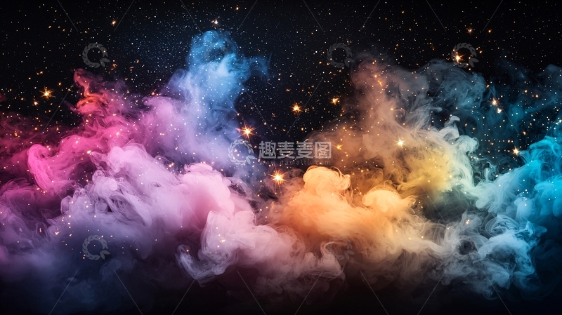 高清大图下载【趣麦麦图】梦幻星空色彩烟雾背景