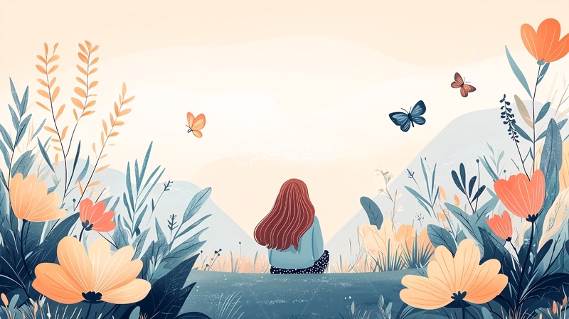 高清大图下载【趣麦麦图】女孩背影看风景