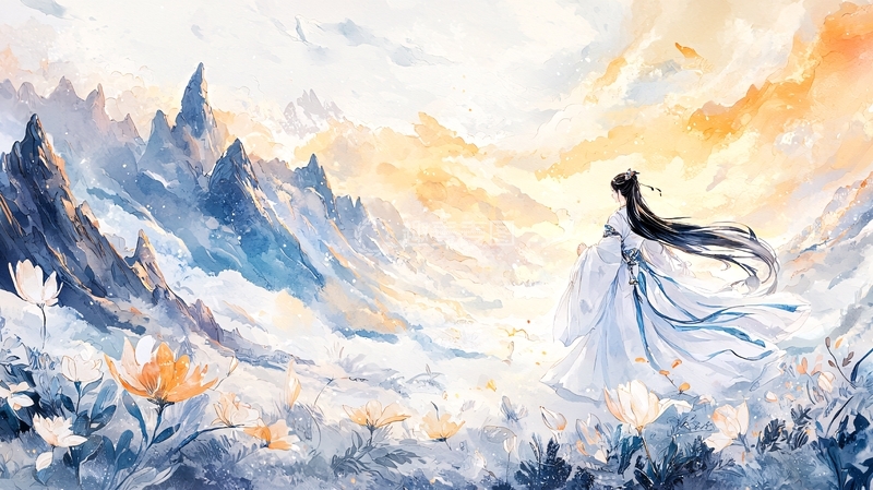 高清大图下载【趣麦麦图】仙女背影在山水间