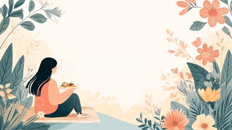 高清大图下载【趣麦麦图】在花丛中放松的女孩