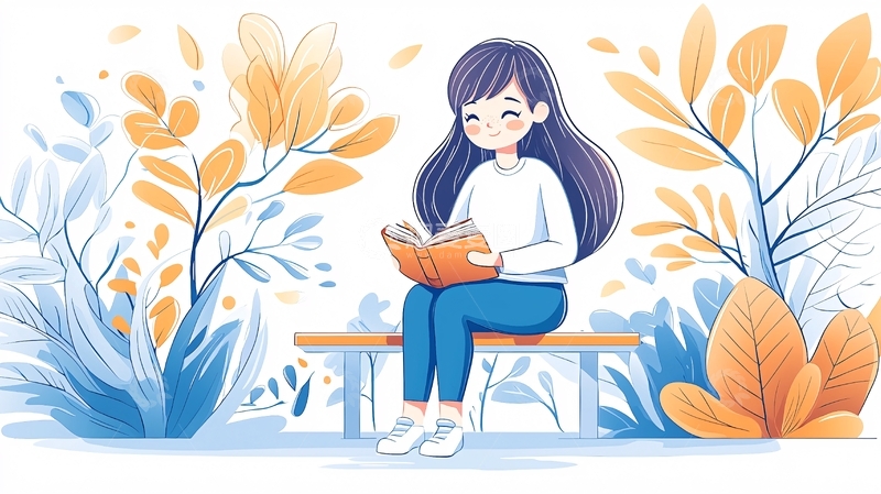 高清大图下载【趣麦麦图】女孩在长椅上看书