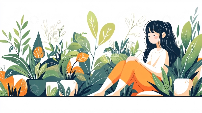 高清大图下载【趣麦麦图】花园里安静放松的女孩