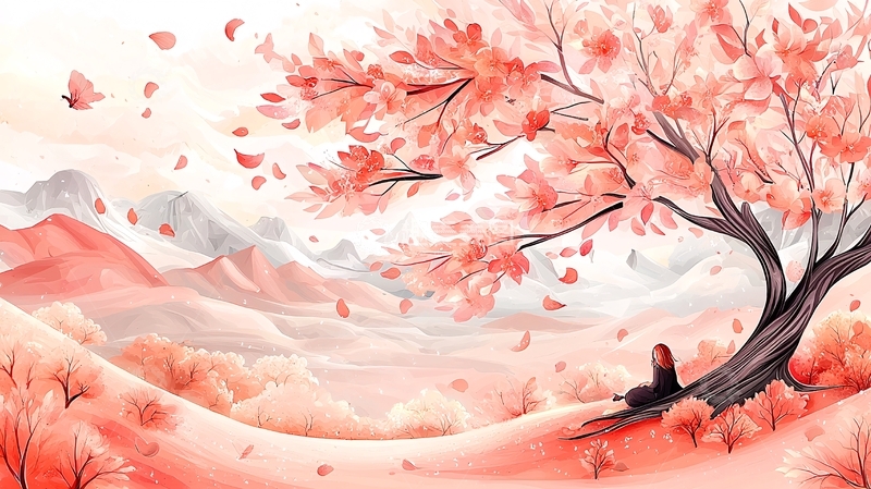 高清大图下载【趣麦麦图】樱花树下的人