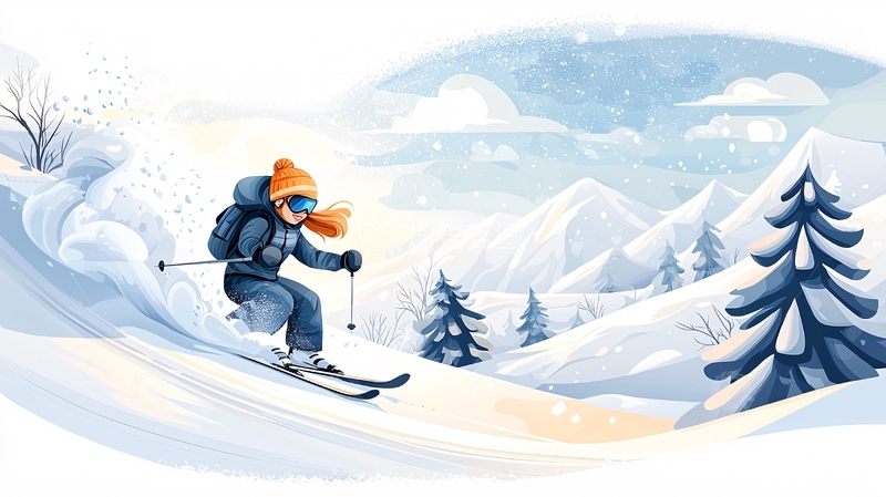 高清大图下载【趣麦麦图】滑雪者在雪山飞驰