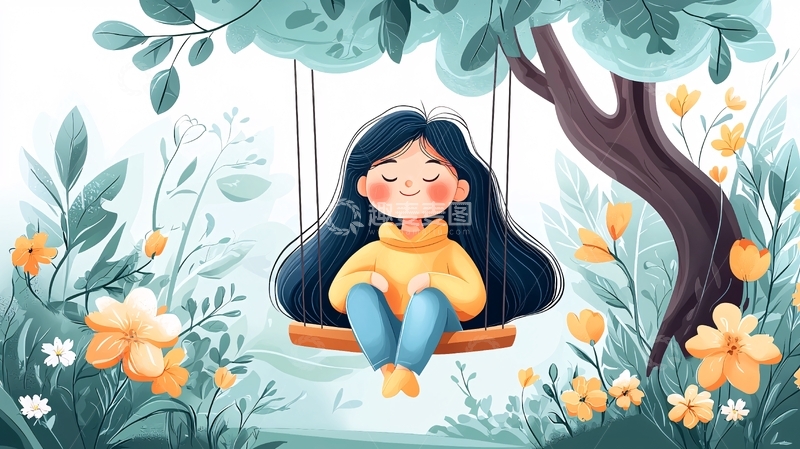 高清大图下载【趣麦麦图】秋千上的女孩