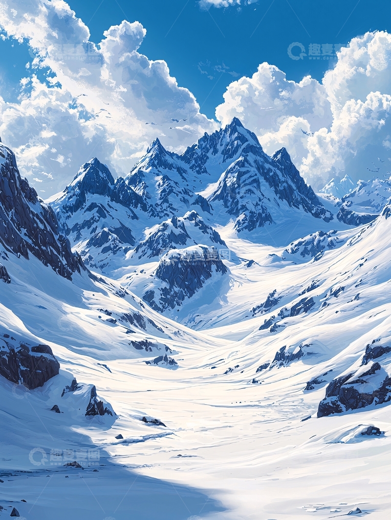 高清大图下载【趣麦麦图】雪山峡谷冬季风景