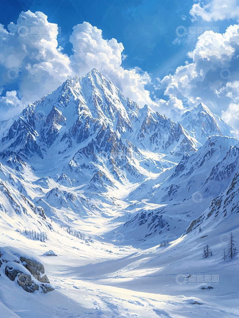 高清大图下载【趣麦麦图】雪山峡谷冬季风景