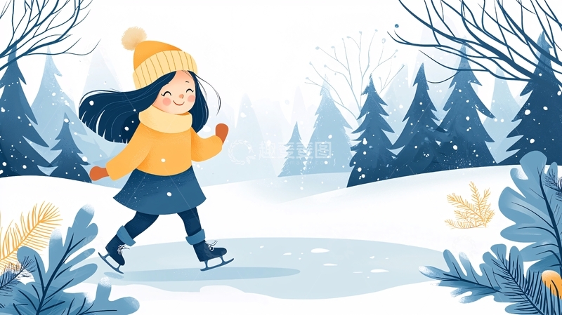 高清大图下载【趣麦麦图】女孩在冰上滑冰