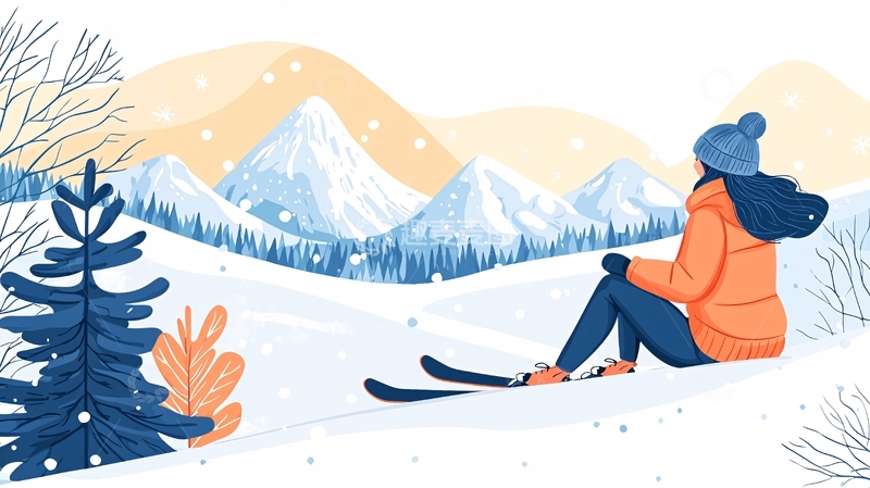 高清大图下载【趣麦麦图】雪山滑雪女子休息