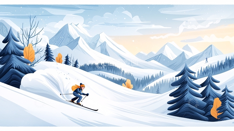 高清大图下载【趣麦麦图】雪山滑雪的人