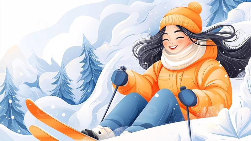 高清大图下载【趣麦麦图】滑雪少女高清图片