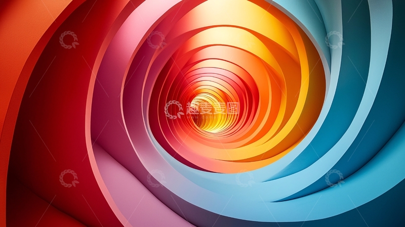 高清大图下载【趣麦麦图】色彩渐变螺旋隧道背景