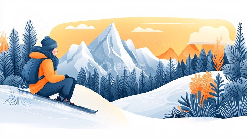 高清大图下载【趣麦麦图】雪山徒步旅行者