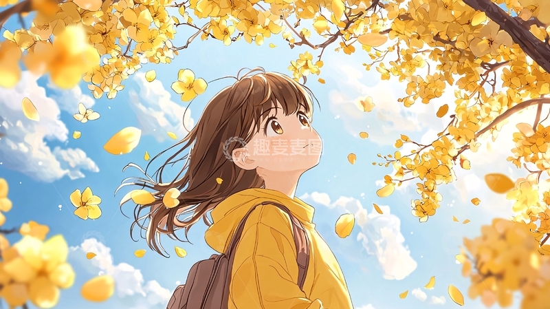 高清大图下载【趣麦麦图】仰望天空的女孩