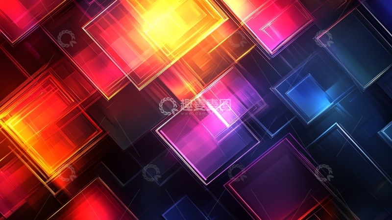 高清大图下载【趣麦麦图】抽象几何光影方块背景