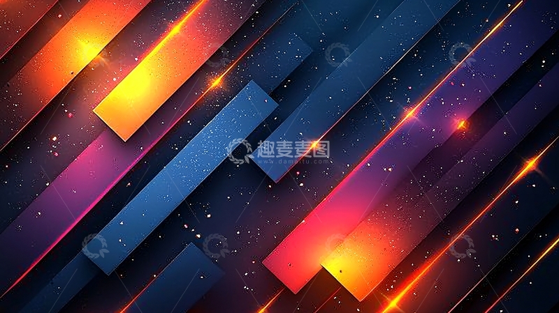 高清大图下载【趣麦麦图】霓虹光条星空背景素材