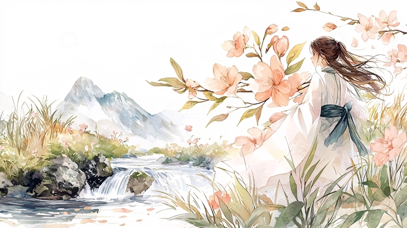 高清大图下载【趣麦麦图】古风女子赏景图