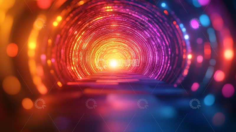 高清大图下载【趣麦麦图】色彩斑斓的隧道光影效果