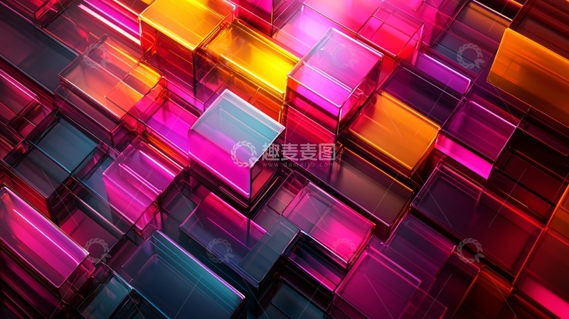 高清大图下载【趣麦麦图】色彩斑斓的立方体背景