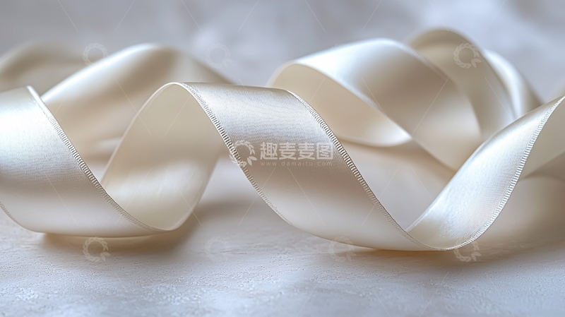高清大图下载【趣麦麦图】白色丝带卷曲装饰素材