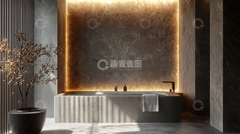 高清大图下载【趣麦麦图】现代简约大理石浴室设计