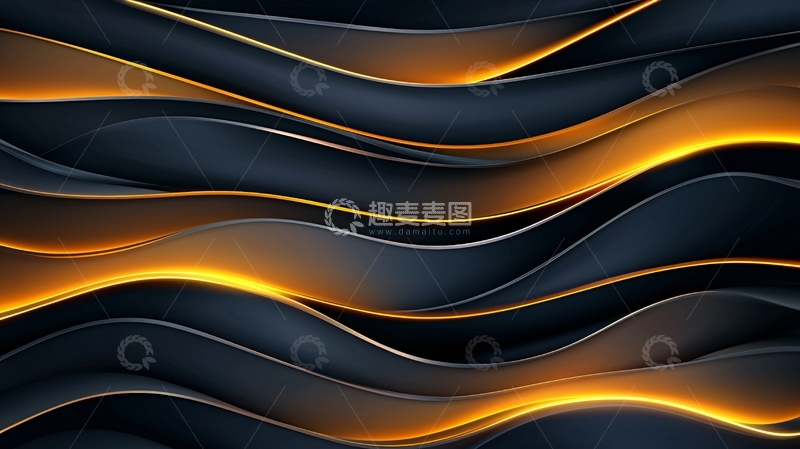 高清大图下载【趣麦麦图】金色波浪线条抽象背景