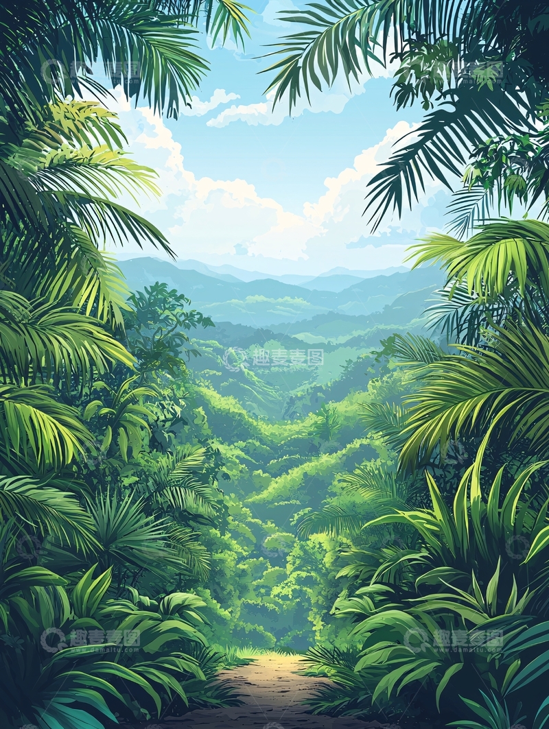 高清大图下载【趣麦麦图】热带雨林小径自然风光