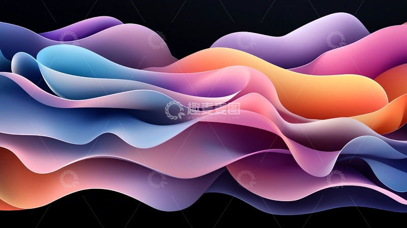 高清大图下载【趣麦麦图】抽象波浪形色彩渐变背景