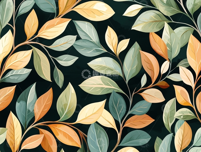 高清大图下载【趣麦麦图】秋叶背景图案素材