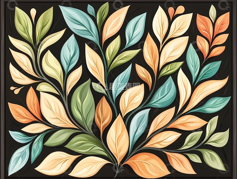 高清大图下载【趣麦麦图】秋叶色彩斑斓插画素材