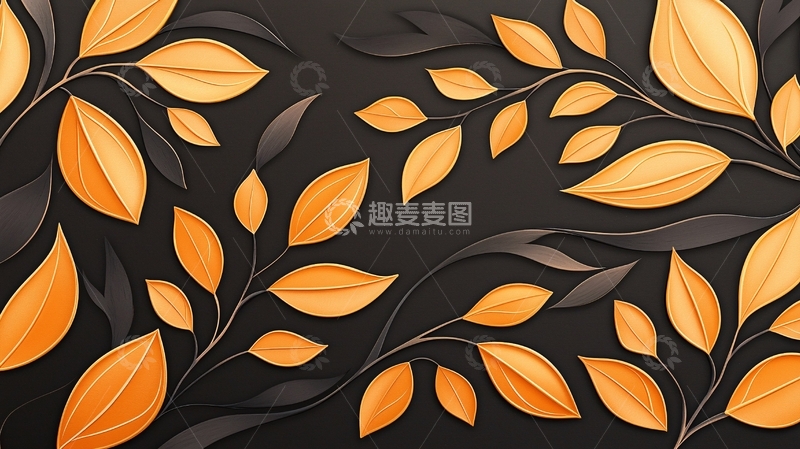 高清大图下载【趣麦麦图】秋叶抽象艺术背景图