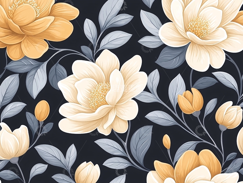 高清大图下载【趣麦麦图】优雅花卉图案背景素材