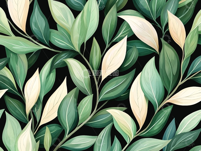 高清大图下载【趣麦麦图】绿色植物叶子背景图案