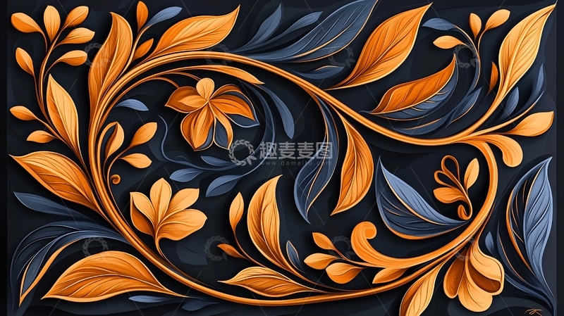 高清大图下载【趣麦麦图】橙色花卉抽象艺术背景