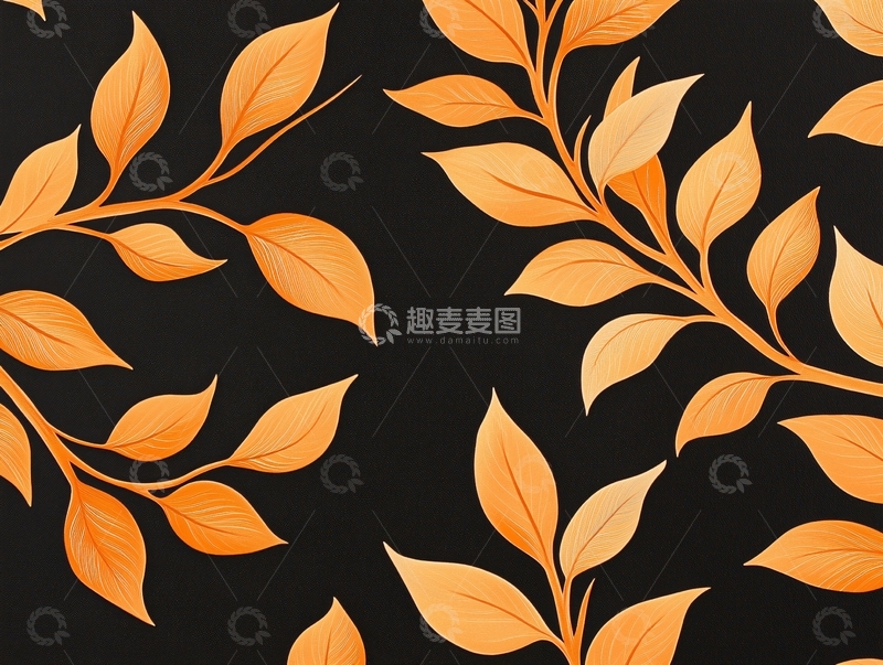 高清大图下载【趣麦麦图】橙色树叶图案背景素材