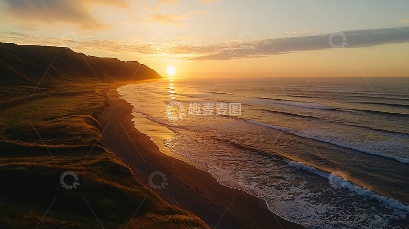 高清大图下载【趣麦麦图】日落海滩自然风光