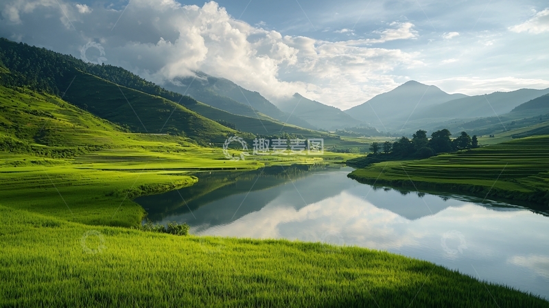 高清大图下载【趣麦麦图】梯田山水风光