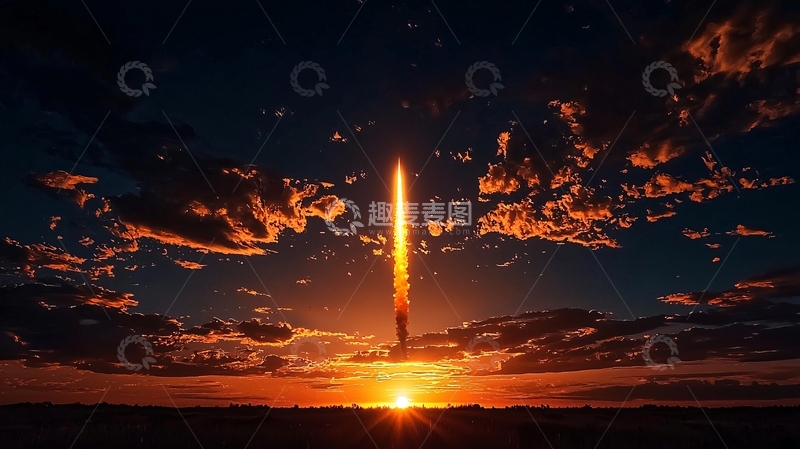 高清大图下载【趣麦麦图】日落时分的流星雨