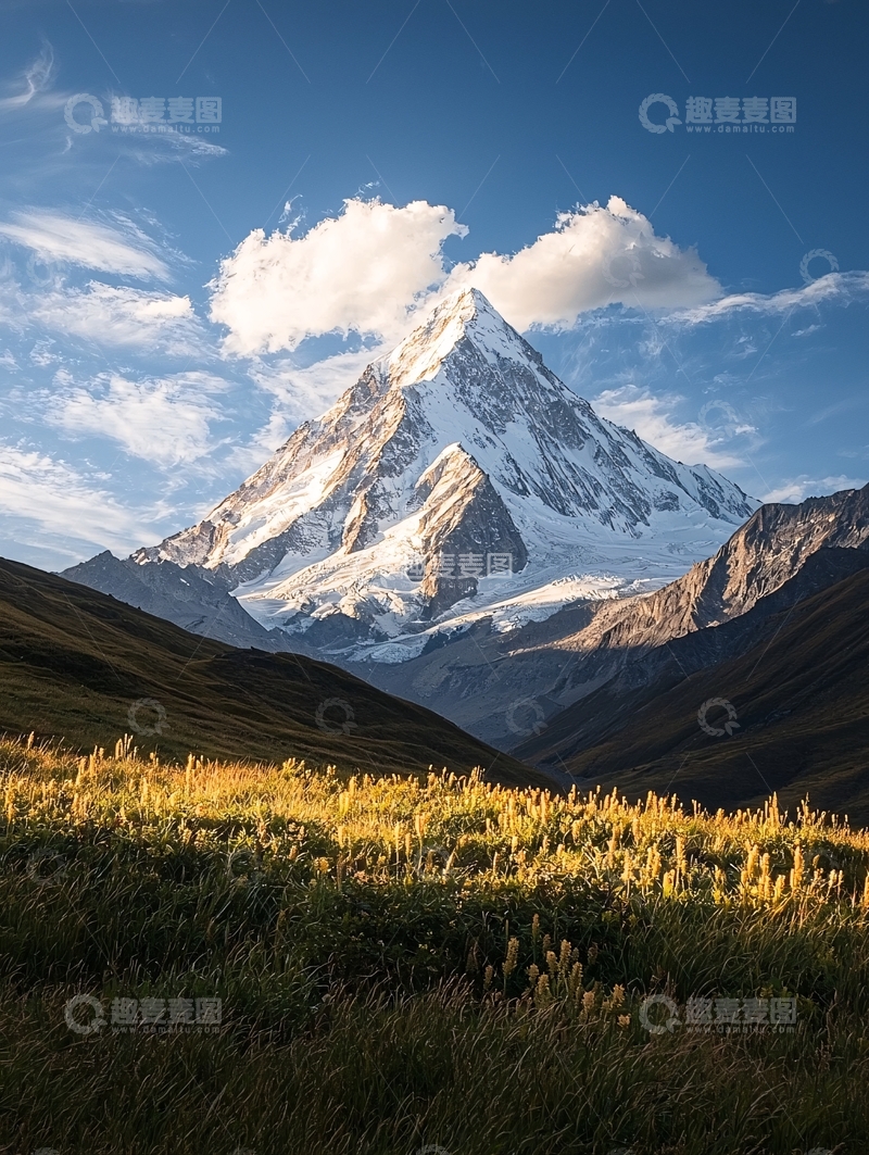 高清大图下载【趣麦麦图】雪山下的草地风景