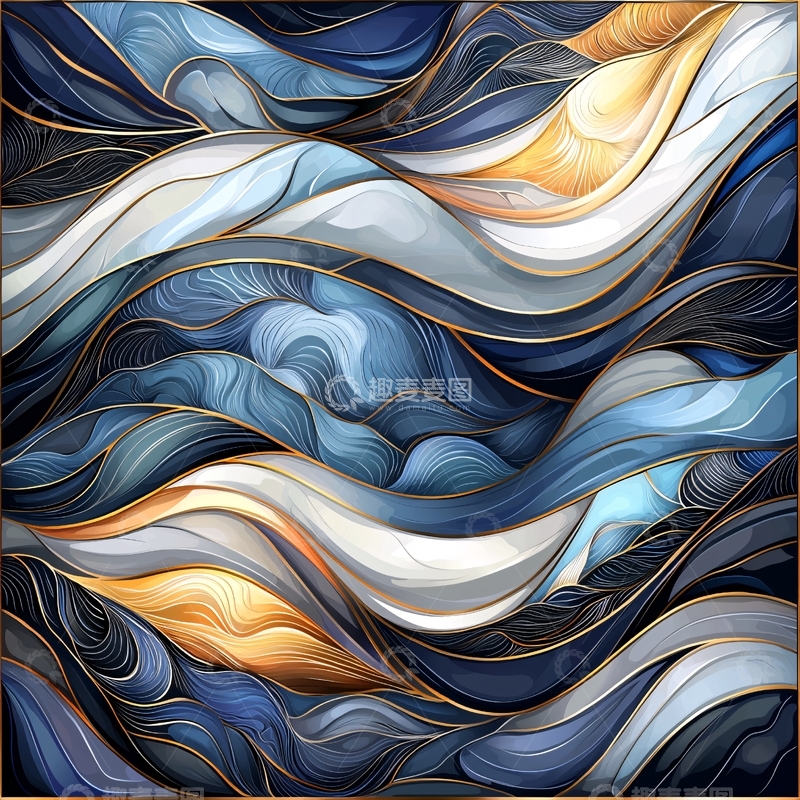 高清大图下载【趣麦麦图】抽象波浪线条艺术背景
