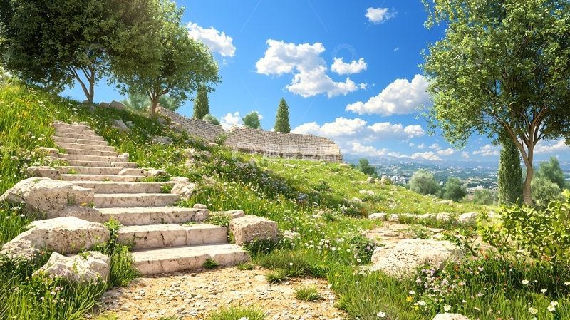 高清大图下载【趣麦麦图】古罗马石阶与自然风光
