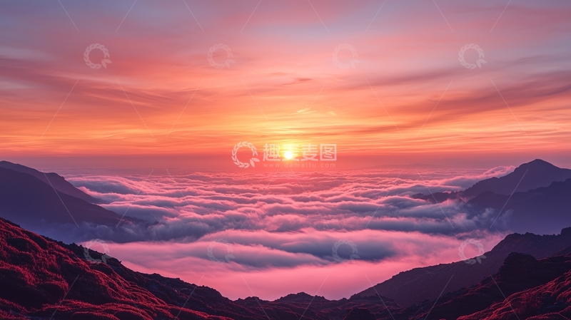 高清大图下载【趣麦麦图】日出云海山间美景