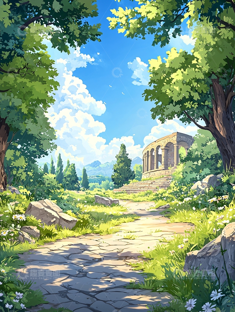 高清大图下载【趣麦麦图】古迹石径自然风光