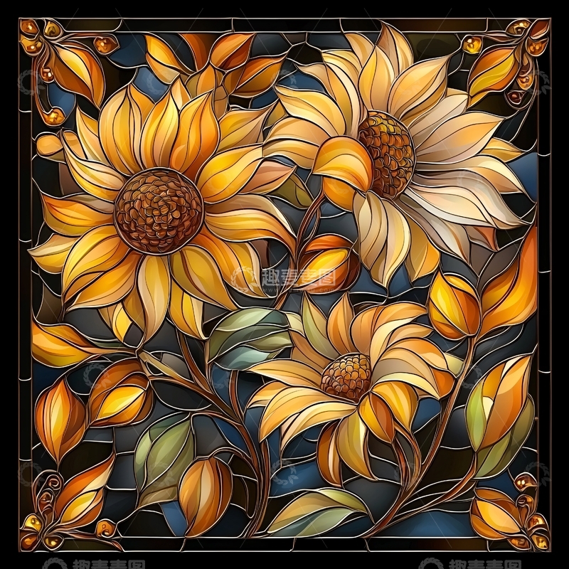 高清大图下载【趣麦麦图】秋日向日葵拼贴画