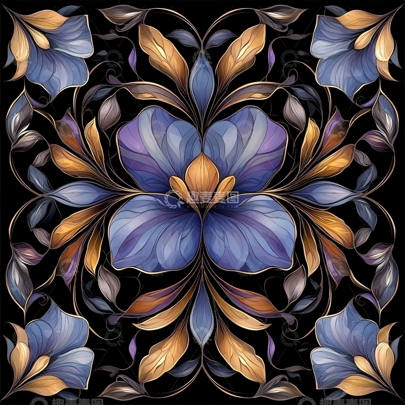 高清大图下载【趣麦麦图】梦幻花卉图案背景素材