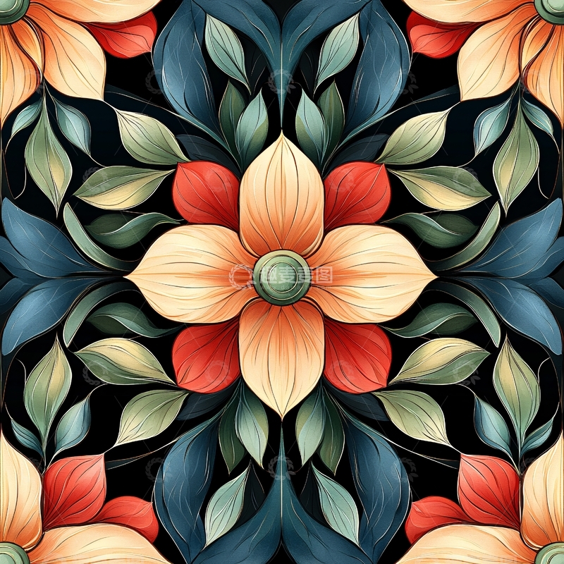 高清大图下载【趣麦麦图】花卉图案背景素材