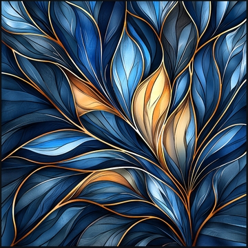 蓝色抽象花卉艺术图案