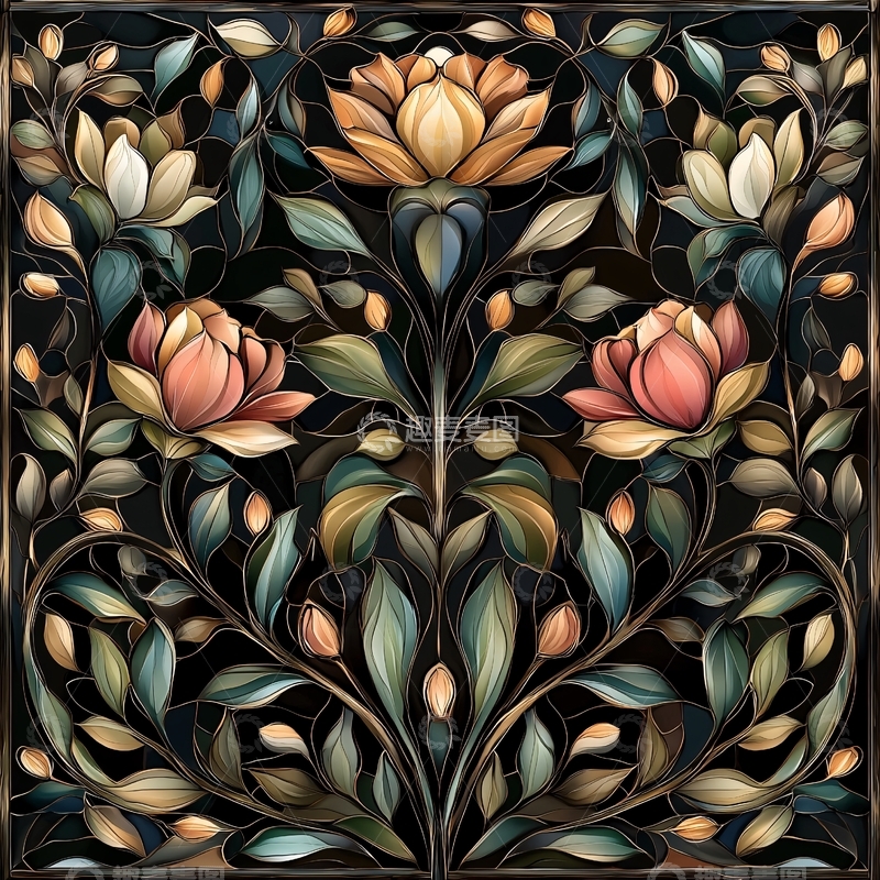 高清大图下载【趣麦麦图】复古花卉拼贴艺术图案